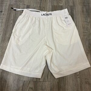 Lacoste Men's White Elastic Waist Athletic Shorts